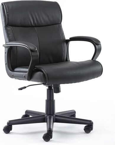 OLIXIS Executive Office Chair with Padded Armrests Adjustable Height, 360-Degree Swivel, Lumbar Support, PU Leather, White in Saudi Arabia