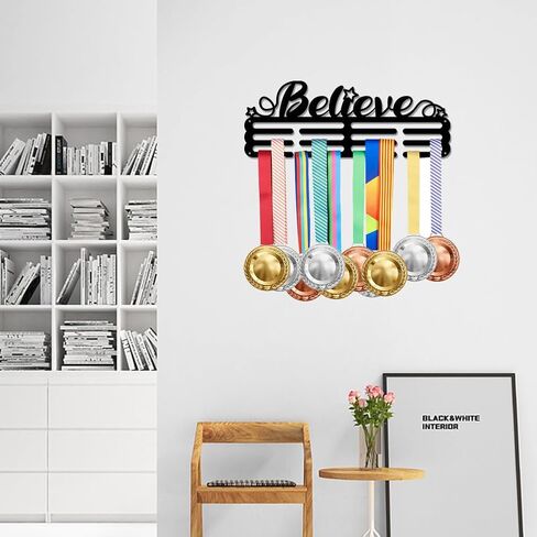 SUPERDANT Male Gymnastics Medal Hanger Holder Display Men's Gymnastics Sports Medals Display Rack Hook for 60+ Medals Wall Mount Iron Ribbon Hanger Decor for Athletes Players Gifts for Kids in Kuwait