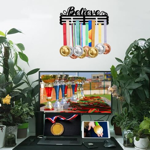 SUPERDANT Male Gymnastics Medal Hanger Holder Display Men's Gymnastics Sports Medals Display Rack Hook for 60+ Medals Wall Mount Iron Ribbon Hanger Decor for Athletes Players Gifts for Kids in Kuwait