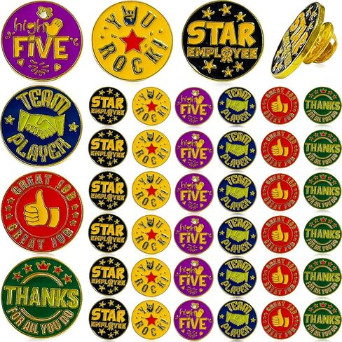 48 Pcs Employee of The Month Lapel Pin 3/4 Inch Employee Appreciation Lapel Pin 6 Style Employee Enamel Pins Employee Recognition Pins Motivational Pins for Award Employees Staff Team Gift in Saudi Arabia