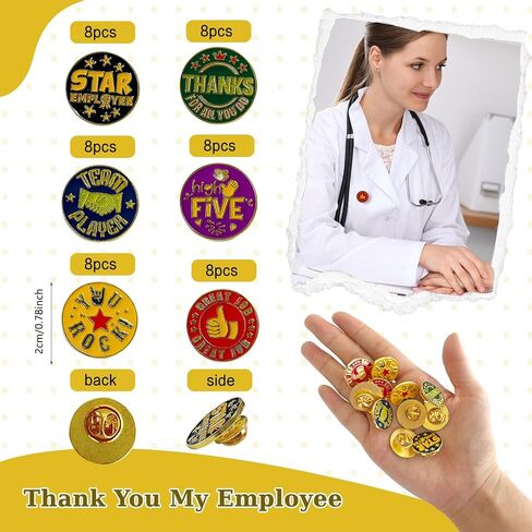48 Pcs Employee of The Month Lapel Pin 3/4 Inch Employee Appreciation Lapel Pin 6 Style Employee Enamel Pins Employee Recognition Pins Motivational Pins for Award Employees Staff Team Gift in Saudi Arabia