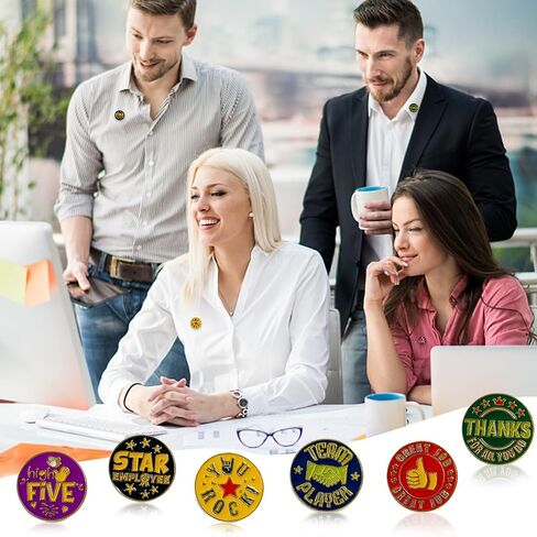 48 Pcs Employee of The Month Lapel Pin 3/4 Inch Employee Appreciation Lapel Pin 6 Style Employee Enamel Pins Employee Recognition Pins Motivational Pins for Award Employees Staff Team Gift in Saudi Arabia