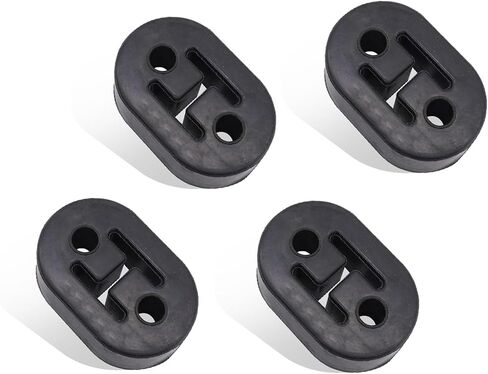 2 PCS Car Exhaust Hanger Muffler, 4-hole Lifting Lugs Adjustable Exhaust Pipe Hook Mounting Base, Exhaust Pipe Rubber Insulated Shock-absorbing Muffler Lifting Lugs, Universal Car (Black) in Saudi Arabia
