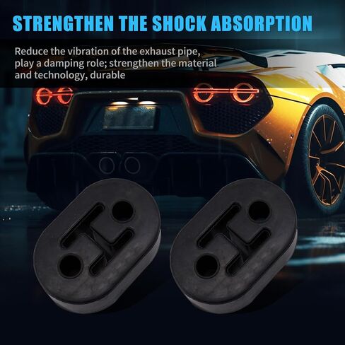 2 PCS Car Exhaust Hanger Muffler, 4-hole Lifting Lugs Adjustable Exhaust Pipe Hook Mounting Base, Exhaust Pipe Rubber Insulated Shock-absorbing Muffler Lifting Lugs, Universal Car (Black) in Saudi Arabia
