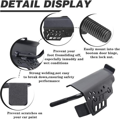 مفصلات الباب أوتاد القدم المعدنية الأمامية الخارجية أوتاد مسند القدمين المتوافقة مع Jeep Wrangler JK JKU JL JLU مع Gladiator JT 2007-2022 (زوج واحد) in Kuwait