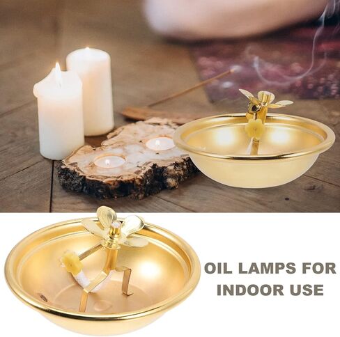 Zerodeko خمر ديكور مصباح زيت البوذية خمر مصباح زيت النحاس التبتية مصباح زيت العبادة الصلاة مصباح Tealight شمعة حامل النحاس مذبح لوازم للمعابد Deepawali لوازم ديكور المنزل in Kuwait