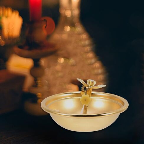 Zerodeko خمر ديكور مصباح زيت البوذية خمر مصباح زيت النحاس التبتية مصباح زيت العبادة الصلاة مصباح Tealight شمعة حامل النحاس مذبح لوازم للمعابد Deepawali لوازم ديكور المنزل in Kuwait