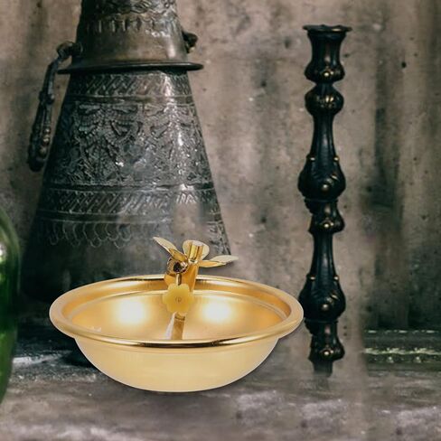 Zerodeko خمر ديكور مصباح زيت البوذية خمر مصباح زيت النحاس التبتية مصباح زيت العبادة الصلاة مصباح Tealight شمعة حامل النحاس مذبح لوازم للمعابد Deepawali لوازم ديكور المنزل in Kuwait