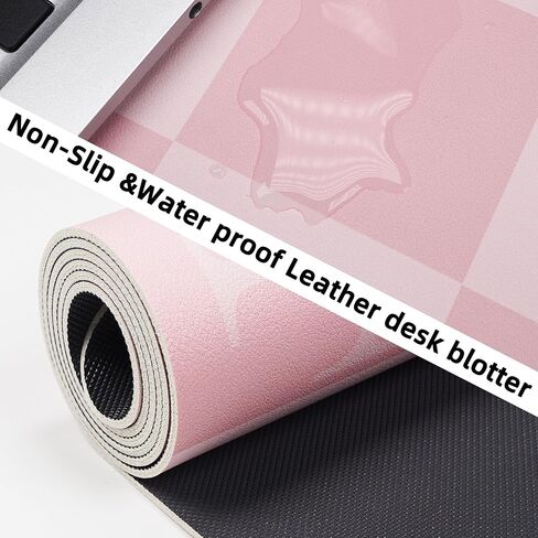 Non-Slip Desk Pad, Pink Desk mat, Waterproof PU Leather Desk Protector, Large Desk Blotter, Easy Clean Laptop Desk Writing Mat for Work/Home/Decor(Pink 31.5" x 12") in Kuwait