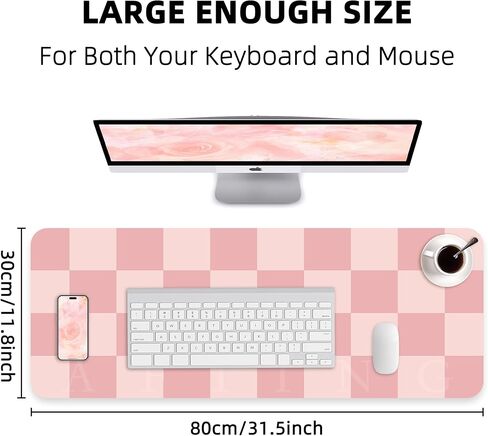 Non-Slip Desk Pad, Pink Desk mat, Waterproof PU Leather Desk Protector, Large Desk Blotter, Easy Clean Laptop Desk Writing Mat for Work/Home/Decor(Pink 31.5" x 12") in Kuwait