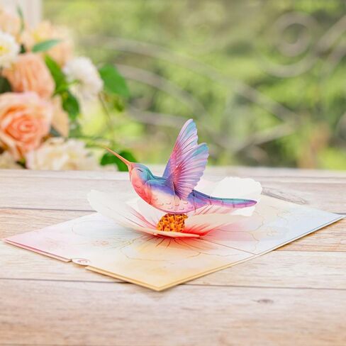 بطاقة الطائر الطنان والزهور المنبثقة، بطاقة عيد الأم، بطاقة عيد ميلاد للأم، بطاقة عيد الحب للأم، بطاقة عيد ميلاد الطائر الطنان in Kuwait