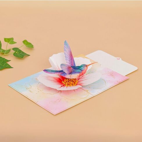بطاقة الطائر الطنان والزهور المنبثقة، بطاقة عيد الأم، بطاقة عيد ميلاد للأم، بطاقة عيد الحب للأم، بطاقة عيد ميلاد الطائر الطنان in Kuwait