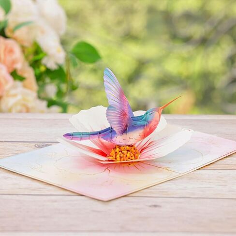 بطاقة الطائر الطنان والزهور المنبثقة، بطاقة عيد الأم، بطاقة عيد ميلاد للأم، بطاقة عيد الحب للأم، بطاقة عيد ميلاد الطائر الطنان in Kuwait