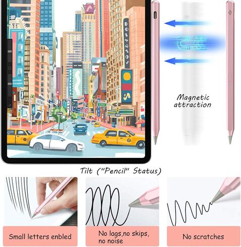 قلم KABCON Stylus متوافق مع iPad 2018-2023، قلم iPad مع إمالة، رفض راحة اليد، مغناطيسي، لجهاز iPad 6th/7th/8th/9th Gen، iPad Mini 5th/6th Gen، iPad Pro 11"/12.9" الجيل الثالث، iPad Air الجيل الثالث/الرابع in Kuwait