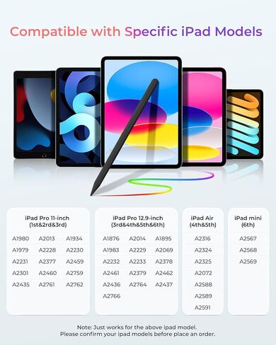 قلم iPad الجيل الثاني - بديل لقلم Apple الجيل الثاني للشحن اللاسلكي، قلم iPad Pen لجهاز iPad Pro 11 بوصة 1/2/3/4، iPad Pro 12.9 بوصة 3/4/5/6، iPad Air 4/5 ، آيباد ميني 6 in Kuwait