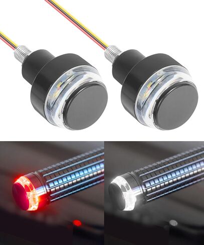 Motorcycle Handlebar End LED Lights,12V Motorcycle LED Turn Signals,Car Accessories Motorcycle Turn Signals Blinker Light,Handlebar Indicator LED Turn Lights for Motorcycles (White &Yellow) in Saudi Arabia