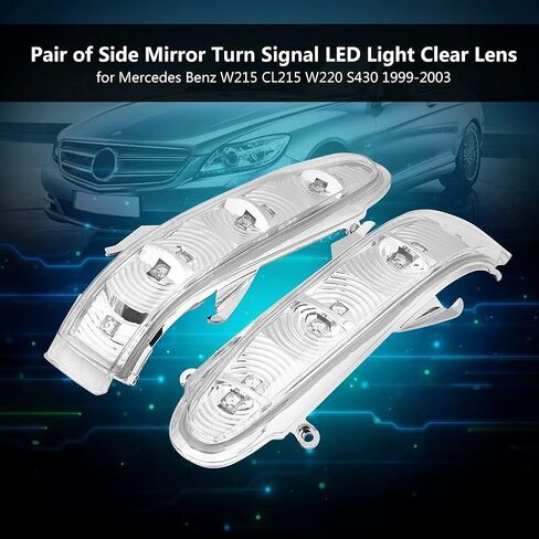 1Pair Mirror Turn Signal, Rearview Side Mirror Turn Signal Indicator Smoke Lens Replacement Comaptible for Mercedes Benz W215 CL215 W220 99-03 W220 S500 Mirror Turn Signal 2002 Cl500 Mirror Lights in Saudi Arabia