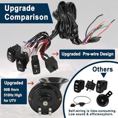 Pre-wired ATV UTV Turn Signal Kit, Universal Dirt Bike Street Legal Kit with Horn Reverse Lights Flasher Relay Fuse,Side by Side Blinker Kit for Polaris Can-Am Golf Cart UTV ROV ATV in Saudi Arabia