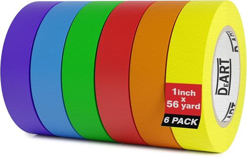 Masking Tape - EXTRA LONG 1008 FEET x 1 Inch - Painters Tape Assortment, 6 Color Painter Tape Rolls, Colored Labeling Paper Tape for Bullet Journals Party Decorations DIY Craft Artist Tape Art Tape in Saudi Arabia