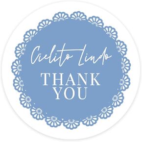 Andaz Press 2 بوصة Cielito Lindo Dust Dream ، Dusty Blue Personalized Thanks You Stickers ، Cielito Lindo Party Decorts ، ملصقات استحمام الطفل للفضلات ، الحلوى ، الأظرف ، 40 حزمة in Kuwait