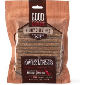 Good Lovin' Highly Digestible Chicken Basted Rawhide Munchies Dog Treats 11.3 oz. Count of 40