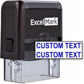 Excelmark Custom Custom Self Stamp - ما يصل إلى سطرين - 11 خيار ألوان و 17 خيار خط (صغير)