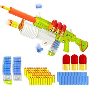 Foam Dart Launcher Toy Blaster for Teens 14+, Semi-Auto/Manual Modes Ejecting Action, Includes 50 EVA Foam Darts, 2 Containers, 20 Reusable Dart Holders, 3-Dart Burst, Birthday Gift (Green)