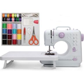 Mini Sewing Machine by Kalatic (Including Extension Table and Sewing Supplies Set) - Small Electric Overlock Sewing Machines with 2 Speed 12 Built-in Stitch Patterns KT-005-A26
