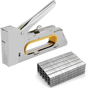 Pneumatic Upholstery Stapler Heavy-Duty Upholstery Stapler 4/6/8mm Paper Window Tacker Tools with 2400pcs Nails Stainless Steel for Woodworking for Furniture Binding