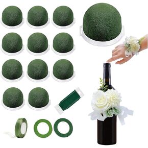 12PCS Foam for Flower Arrangements Styrofoam for Artificial Flowers Dry Blocks Foam Circles with Green Floral Tape for Fresh Flowers Wire
