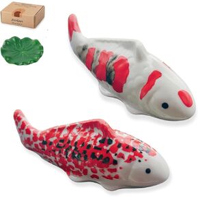 Koi Fish Pond Decor Ceramic Fake Fish Floating 4″ Aquarium Decor Floating Koi Pond Swimming for Birdbath Pond Fountain Fake Aquarium Tea Pet- New