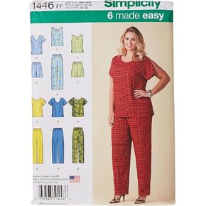 Simplicity US1446FF Easy to Sew Women's Shirt, Pants, and Shorts Sewing Pattern Kit, Code 1446, Sizes 18W-24W