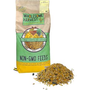 Non-GMO Soy and Corn Free Whole Grain Layer Blend 16% - Chicken Feed for Laying Hens and Ducks - Includes Essential Oils, Herbs, Oyster Shells, Vital Minerals, and Omega 3, 40lb