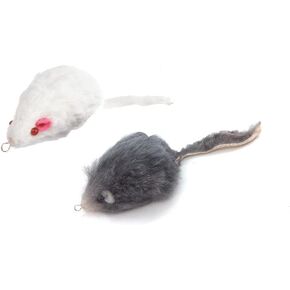 Kats'N Us Fur Mouse Teaser Wand Cat Toy Refill Teaser Attachement - Rattle Sound - 2 Pak