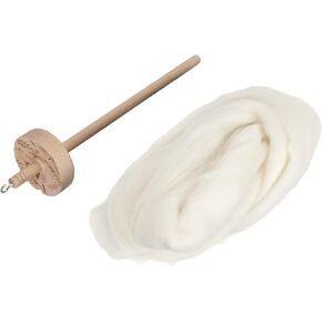 Wooden Drop Spindle Professional DIY Yarn Spinning Kit with Wool Top for Beginners for Sewing Accessories Crafting and Knitting Beech Wood 32.5cm