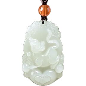 4. Ox Tranquil Pet Charm – Pale Grey Jade Disk for Calm Spaces