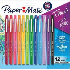 Papermate Flair Flair Pours Point Stick Pens ، الحبر المتنوع ، النقطة المتوسطة ، العشرات ، ST - PAP74423 الحجم: 1 - نمط الحزمة: متعدد الألوان ، الطراز: 74423 ، ملحقات المكاتب ومتجر التوريد