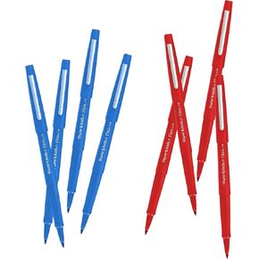 Papermate Flair Felt-Tip Pens Red Pack of 4, Blue Pack of 4, Durable 1.0mm Tip, Water-Based Ink, Smudge-Free Writing, Ideal for Note-Taking, Drawing, Creative Projects, and Professional Use