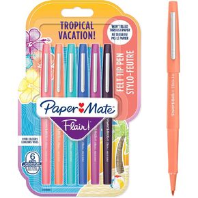 Paper Mate Flair Felt Tip Pens | Medium Tip (0.7 mm) | Candy POP Colours | 6 Count