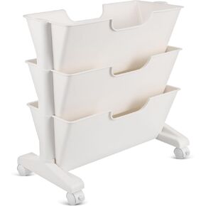 PRETYZOOM Mobile Bookshelf Wheels Rolling Bookcase for Office Classroom Home Storage Easy Assembly Modern Design Caster Cart for Organizing Books Magazines