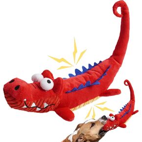 Tough Dog Toys, Stuffed Chew Large Dog Toys to Keep Them Busy, Interactive Squeaky Tug of War Doggie Toy, Chew Guard Technology