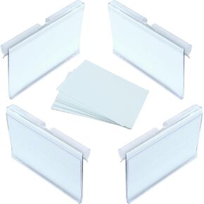 60pcs Basket Labels Clip On, Plastic Wire Shelf Label Holder with 60pcs 6X4CM Label Inserts for Storage Bins, Basket (2.36IN*1.57IN)