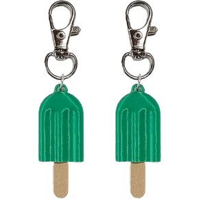 Ice Cream Pop Collar Charm Zipper Pull Charm Yazzle Dazzle Set of 2 Green Handmade Handcrafted