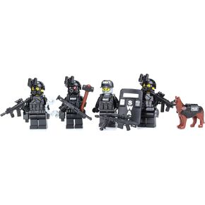Battle Brick 1.6 بوصة من الشرطة Swat Team Team Minifigures مخصصة متوافقة مع Lego® Bricks | 70 ٪ الملحقات التي تم إجراؤها في الولايات المتحدة | minifig أصلي | تتراوح أعمارهم بين 10+ من البالغين