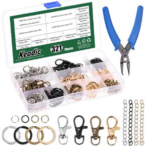 Keadic 125Pcs Keychain Making Kit Contains Swivel Clasps, Key Chain Rings, Open Jump Rings, Chain Extenders and Jewelry Pliers, Jewelry Making Supplies for Necklace Bracelet(Bronze)