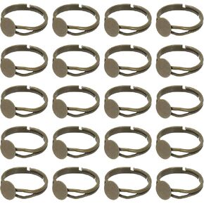 PATIKIL Metal Ring Blanks, 8 mm 40 Pcs Adjustable Finger Round Ring Pad Setting Flat Pad Tray for Jewelry Making Finding DIY Carvings, Silver