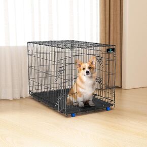 PetsTuff Great CRATES 36" Large Dog Crate - Heavy-Duty Dog Kennel with Divider Panel for Pets 40-60 lbs - Durable Leaf-Proof Tray - Foldable, Carry Handle & Wheels for Easy Moving in Saudi Arabia