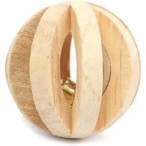 1pc Wood Color Natural Wood Dumbells Unicycle Bell Roller Pet Chew Toy for Guinea Pigs Rat Rabbits,Guinea Pig Toys Boredom,Small Animals Will be Very Happy Toys(No Bark Watermelon Ball)