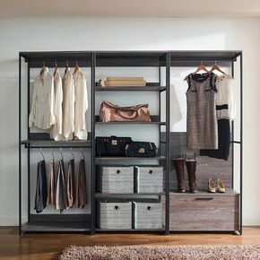 Maximize Storage with Walk-in Closet System, Rust Resistant, Deep Compartments, Modular Design for Bedroom or Home Office, Rustic