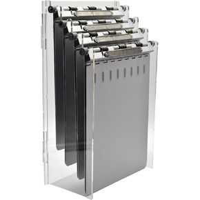 Omnimed Acrylic Chart Holder Storage Rack, 4-Unit Capacity, Wall Mount, Clear